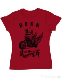 Tricou ADLER dama Born to ride Rosu