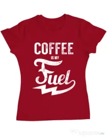 Tricou ADLER dama Coffee is my fuel Rosu