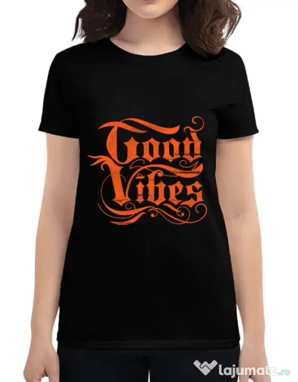 Tricou ADLER dama Good vibes Negru