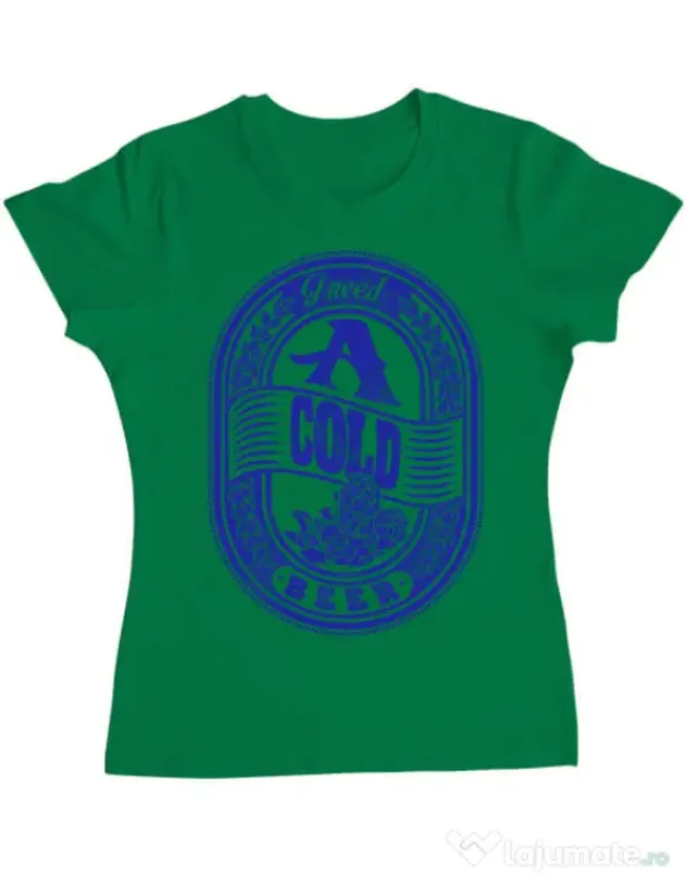 Tricou ADLER dama I need beer Verde mediu