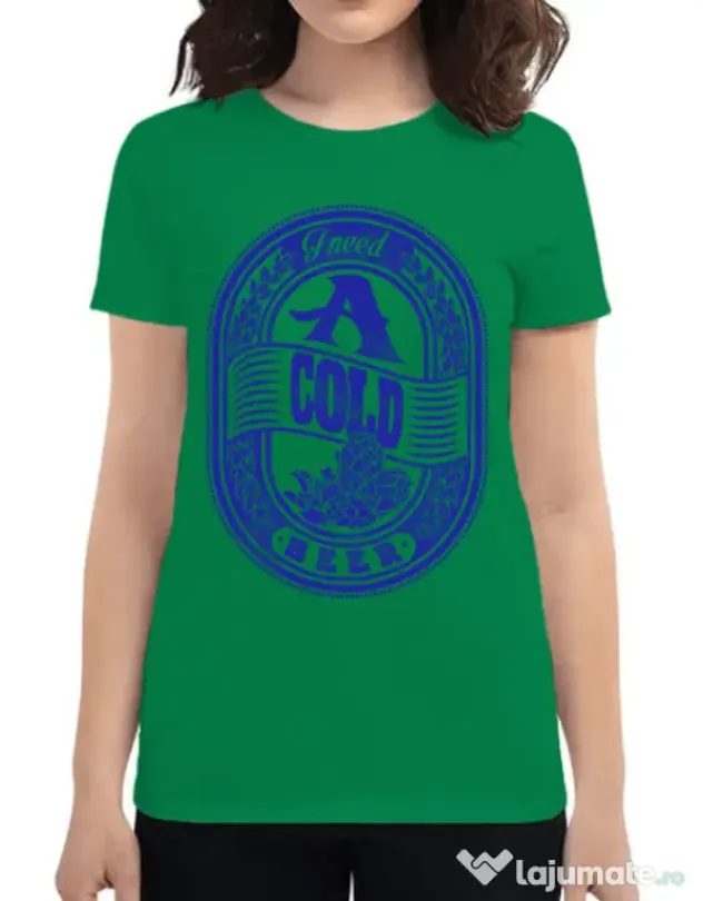 Tricou ADLER dama I need beer Verde mediu