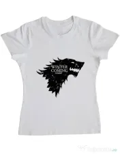 Tricou ADLER dama Winter is coming Stark Alb 
