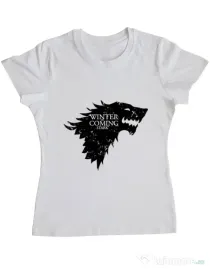 Tricou ADLER dama Winter is coming Stark Alb