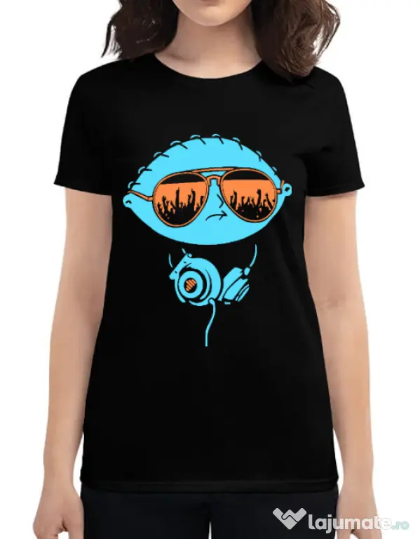 Tricou ADLER dama Dj Stewie Negru