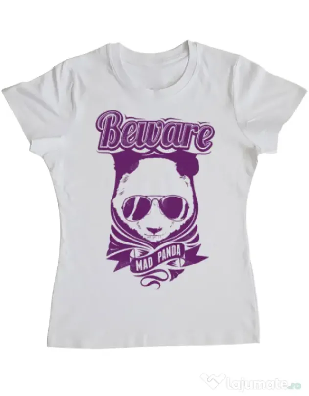Tricou ADLER dama Mad Panda Alb