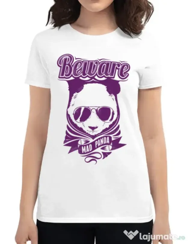 Tricou ADLER dama Mad Panda Alb