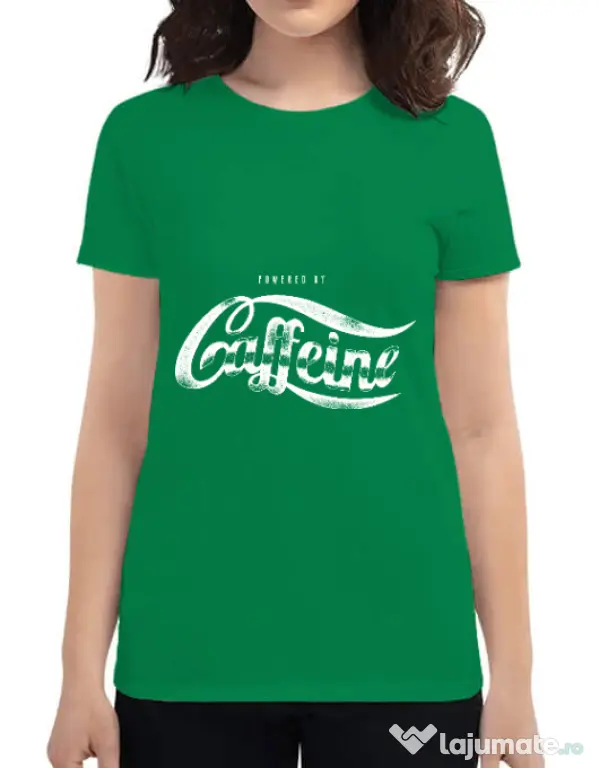 Tricou ADLER dama Powered by caffeine Verde mediu