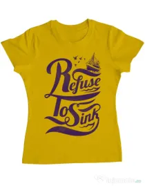 Tricou ADLER dama Refuse to sink Galben