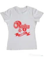 Tricou ADLER dama Rules are for fools Alb