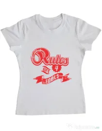 Tricou ADLER dama Rules are for fools Alb