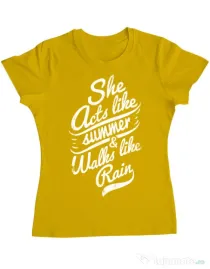 Tricou ADLER dama She acts like summer Galben