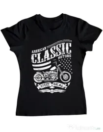 Tricou ADLER dama Steel is real Negru