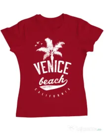 Tricou ADLER dama Venice beach California Rosu