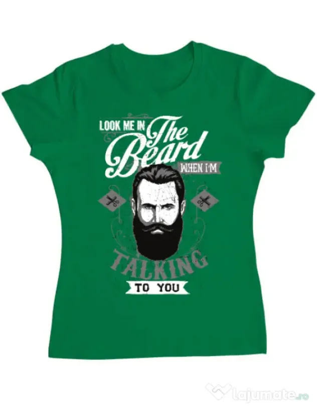 Tricou ADLER dama Look me in the beard Verde mediu