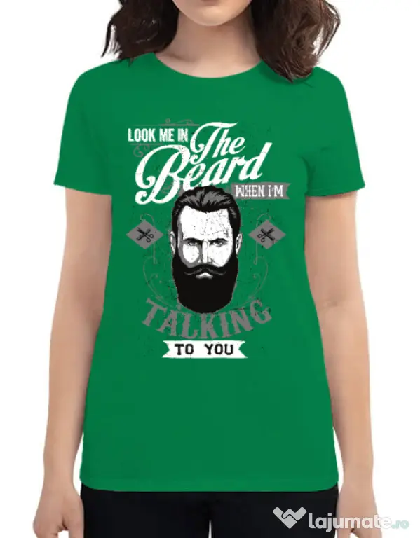 Tricou ADLER dama Look me in the beard Verde mediu