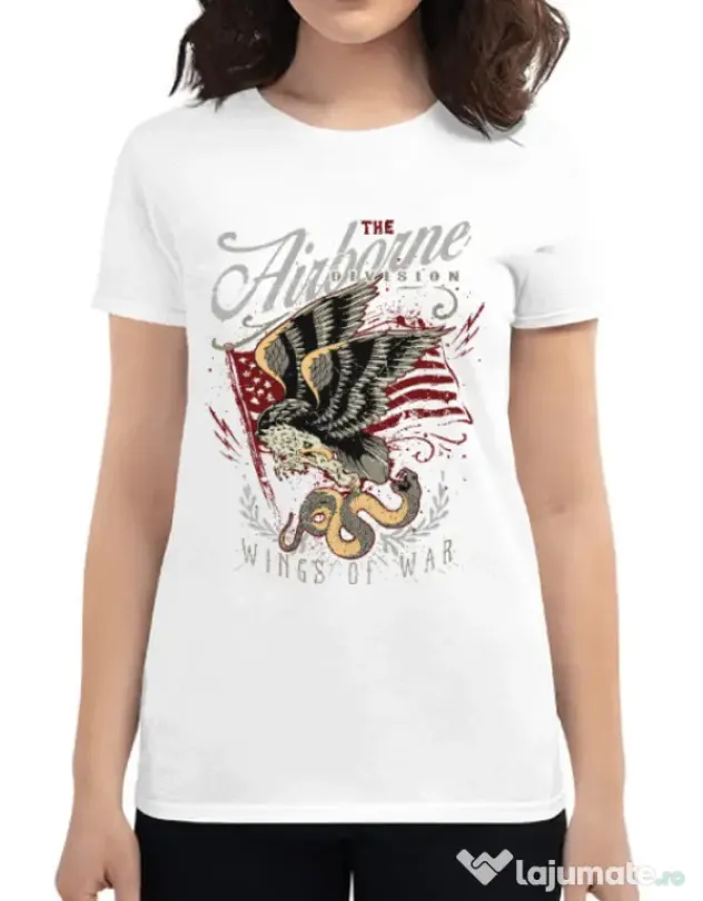 Tricou ADLER dama Wings of war Alb
