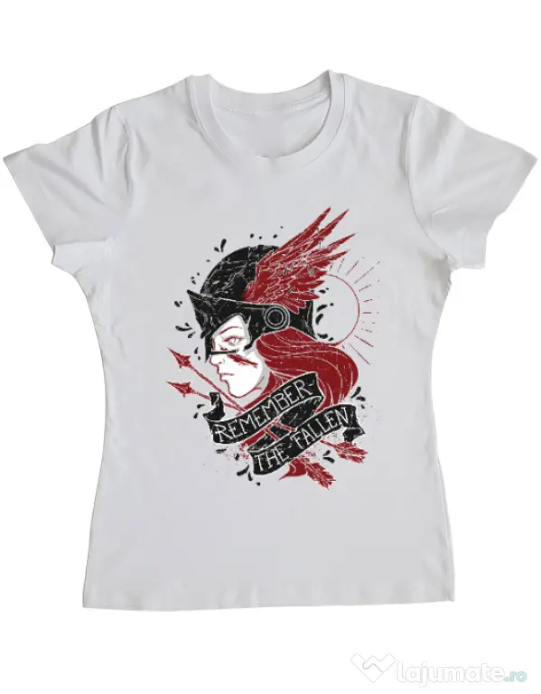 Tricou ADLER dama Remember the fallen Alb