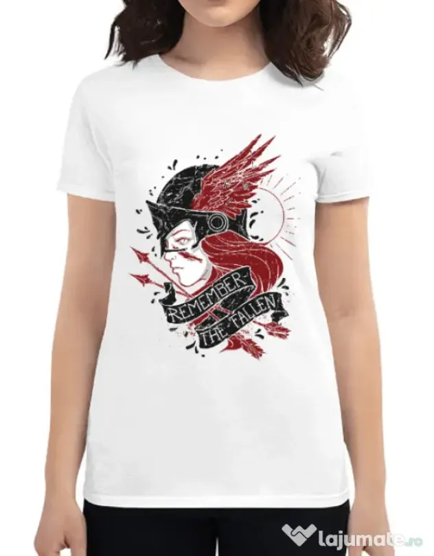 Tricou ADLER dama Remember the fallen Alb