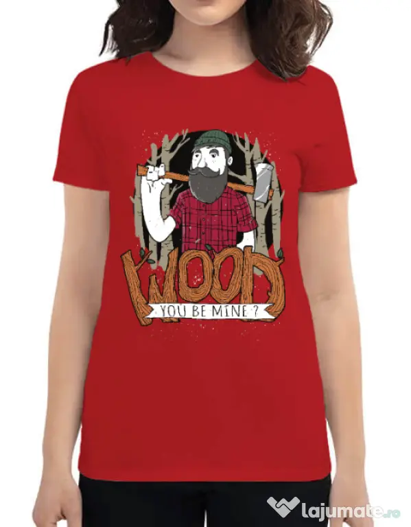 Tricou ADLER dama Wood you be mine Rosu