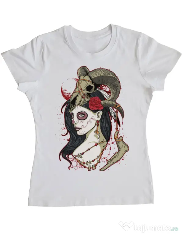 Tricou ADLER dama Dead Queen Alb