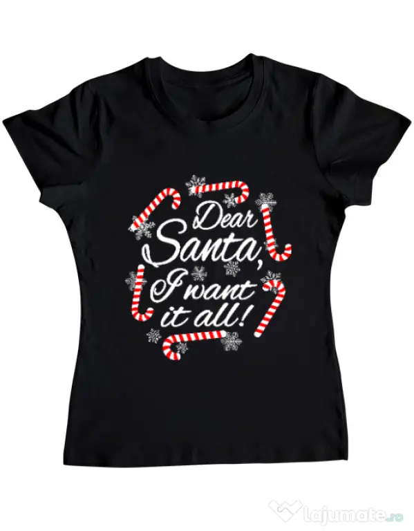 Tricou ADLER dama Dear santa Negru