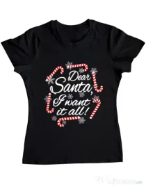 Tricou ADLER dama Dear santa Negru