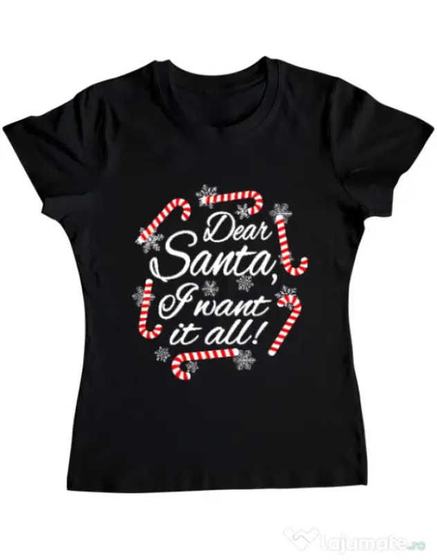 Tricou ADLER dama Dear santa Negru