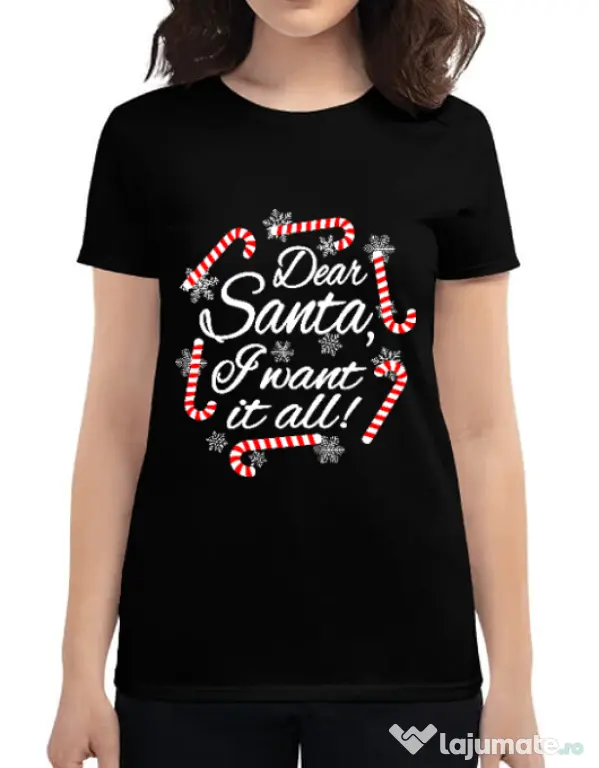 Tricou ADLER dama Dear santa Negru