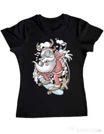 Tricou ADLER dama Skater Santa Negru