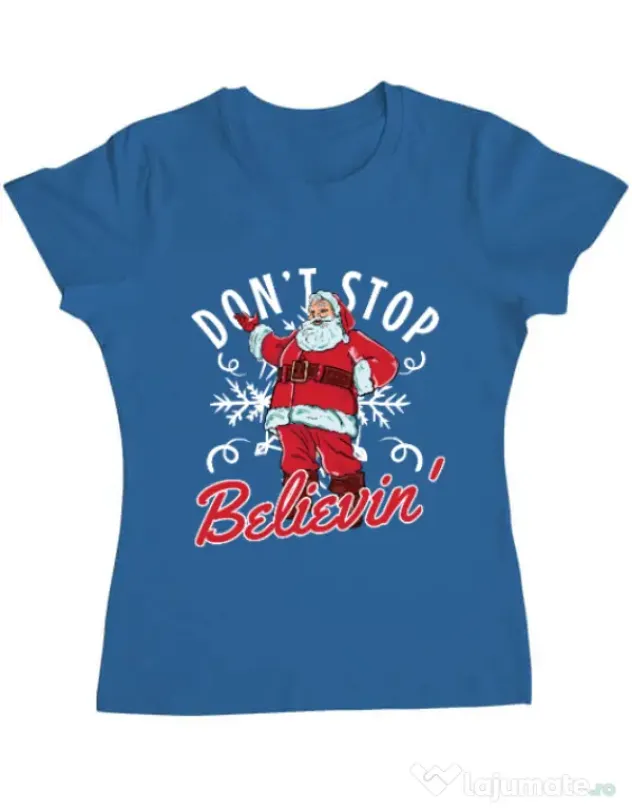 Tricou ADLER dama Dont stop believin Albastru azuriu
