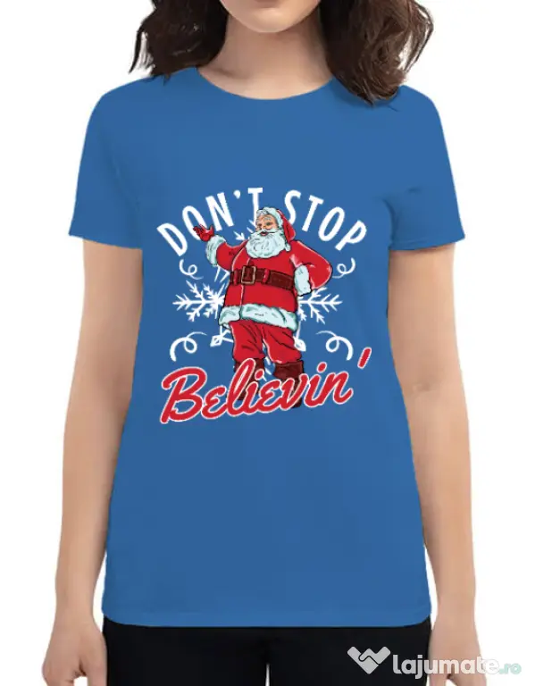 Tricou ADLER dama Dont stop believin Albastru azuriu