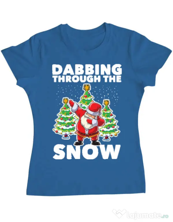 Tricou ADLER dama Dabbing Santa Albastru azuriu