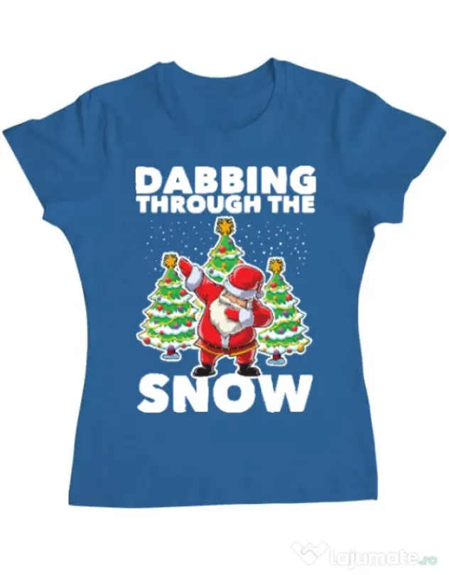 Tricou ADLER dama Dabbing Santa Albastru azuriu
