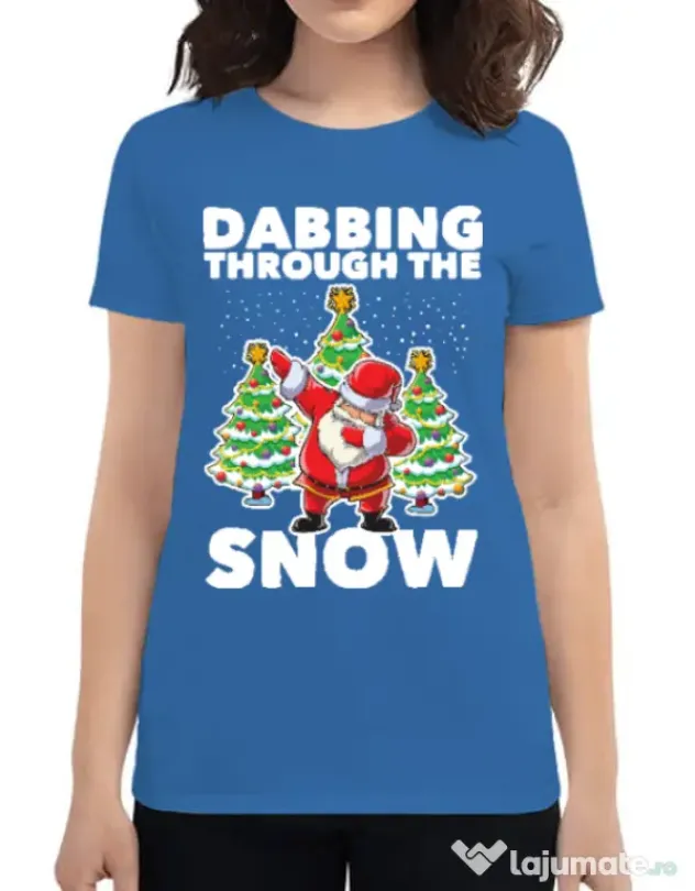 Tricou ADLER dama Dabbing Santa Albastru azuriu