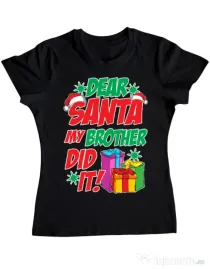 Tricou ADLER dama My brother did it Negru
