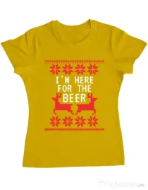 Tricou ADLER dama Here for the beer Galben