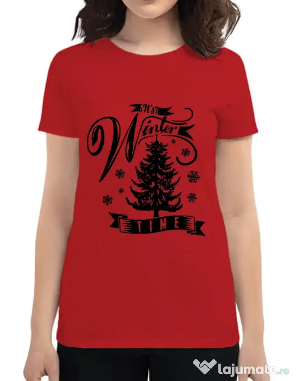 Tricou ADLER dama Winter time Rosu