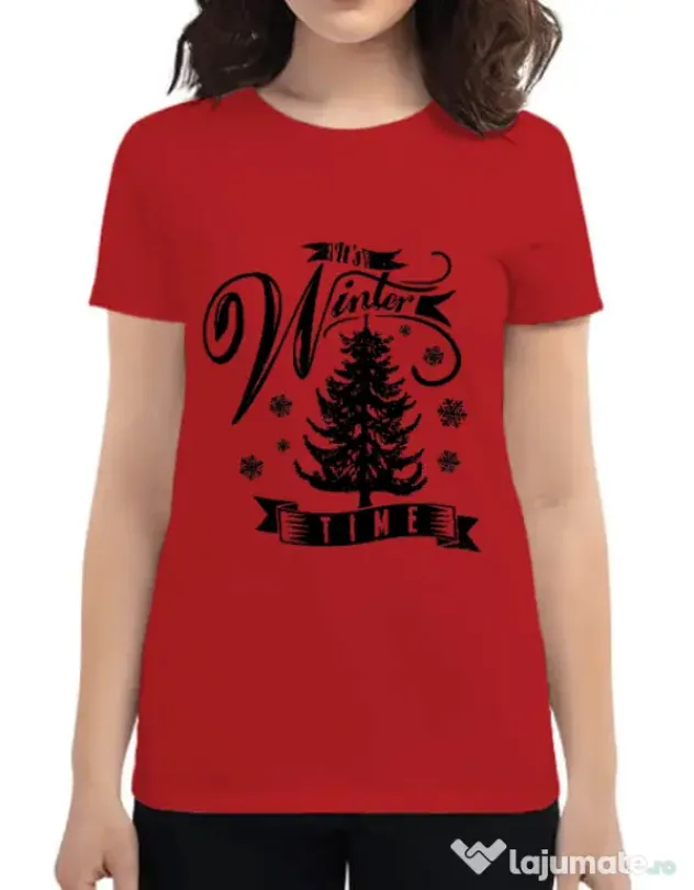 Tricou ADLER dama Winter time Rosu