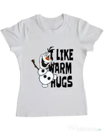 Tricou ADLER dama I like warm hugs Alb