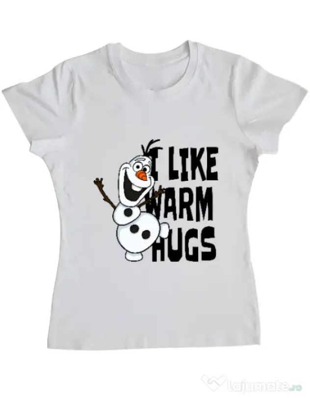 Tricou ADLER dama I like warm hugs Alb
