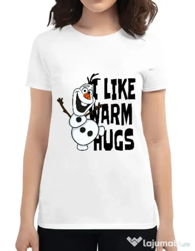 Tricou ADLER dama I like warm hugs Alb