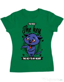 Tricou ADLER dama You hold the key Verde mediu