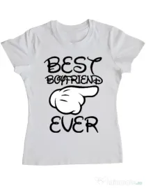 Tricou ADLER dama Best boyfriend ever Alb