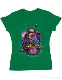Tricou ADLER dama Flower television Verde mediu