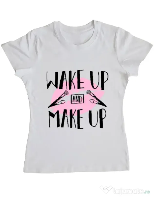 Tricou ADLER dama Wake up and make up Alb