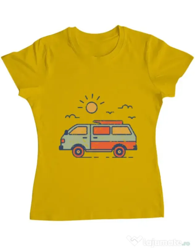 Tricou ADLER dama Retro travel van Galben