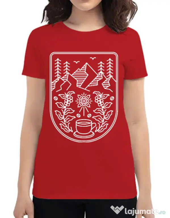 Tricou ADLER dama Natural coffee Rosu