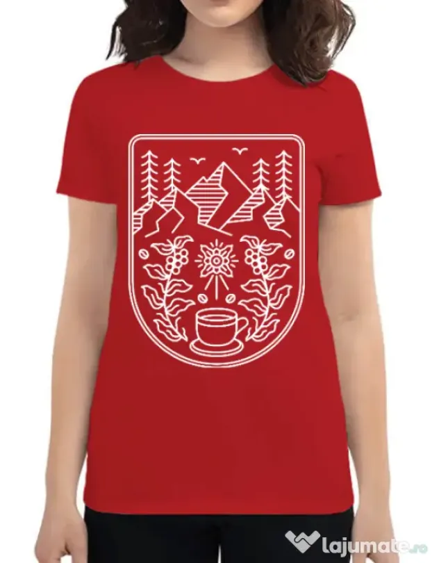 Tricou ADLER dama Natural coffee Rosu