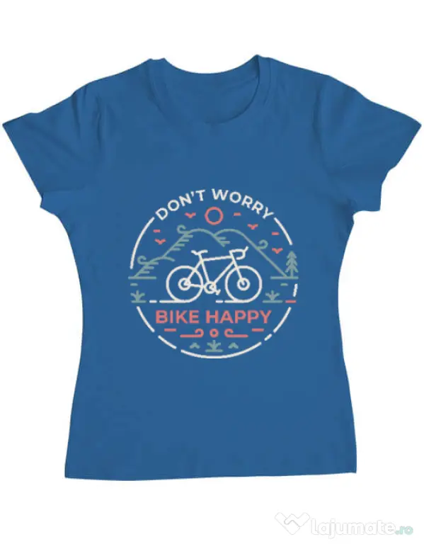 Tricou ADLER dama Don't worry bike happy Albastru azuriu