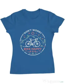 Tricou ADLER dama Don't worry bike happy Albastru azuriu